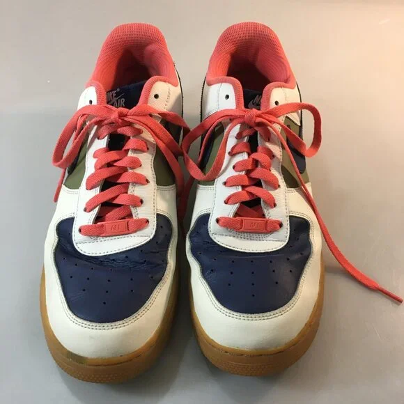 Nike 13 Air Force 1 Low ID By You Blue Green Salmon Gym Shoes Sneakers